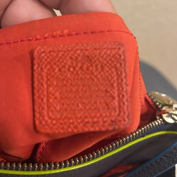 Coach Colorblock Crossgrain Leather Crossbody Bag | Navy, Red, Yellow Trim - Picture 10 of 15